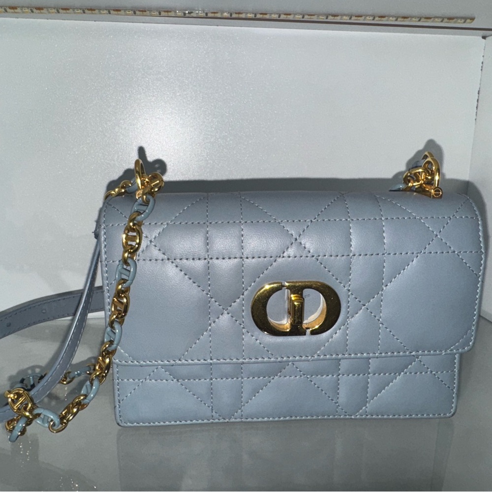 Dior Blue Quilted Leather Shoulder Bag